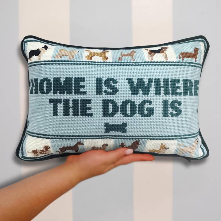 Southern Decorative - Wholesale Throw/Decorative Pillow - Home is Where the Dog is Needlepoint Pillow0