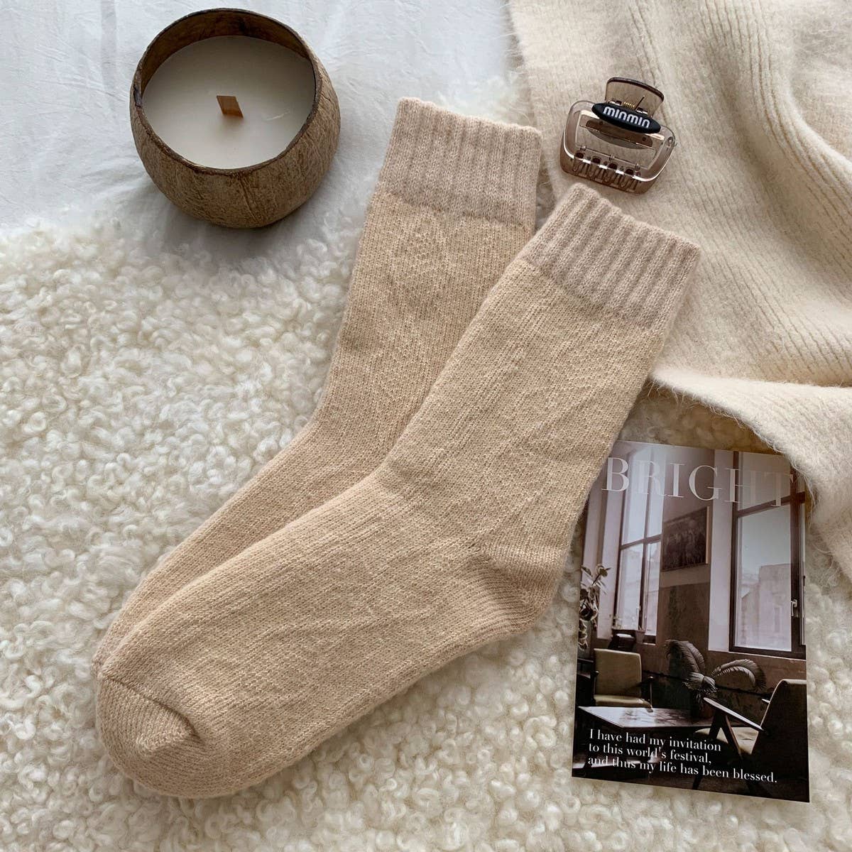 ACCITY - Wholesale Socks - Women's - Diamond Knit Socks Women Retro Warm Winter_CWMS028723