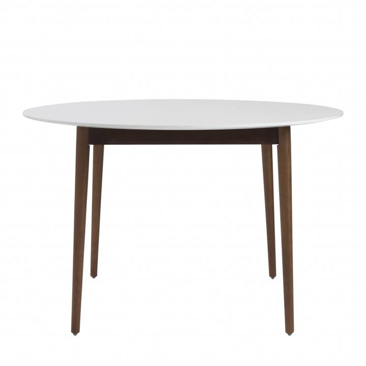 47" White And Brown Rounded Dining Table for wholesale by HomeRoots