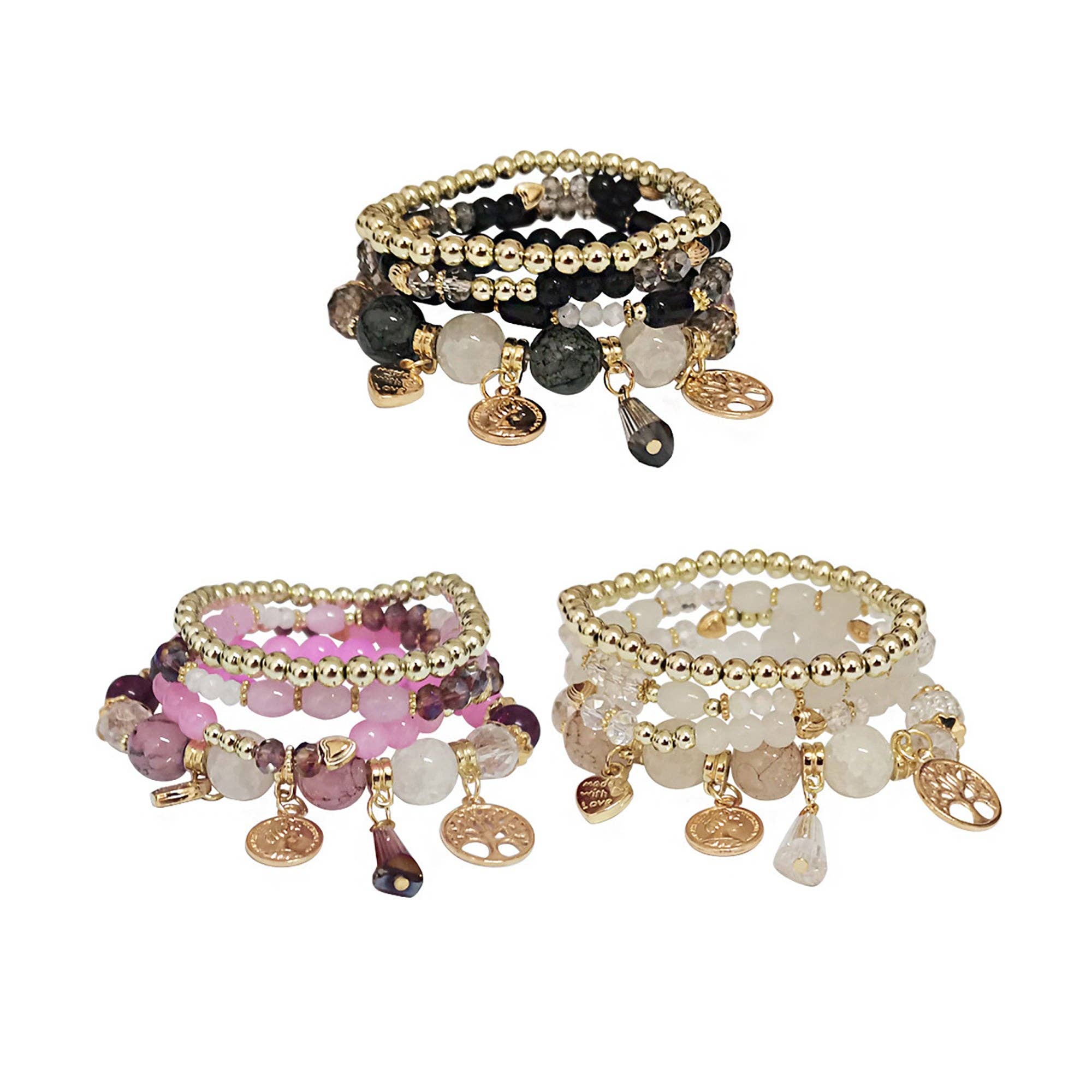 SORTIERT Baum-Charme-Kugelarmband BR2521-61. (12 Stück) für den Großhandel auf Faire0