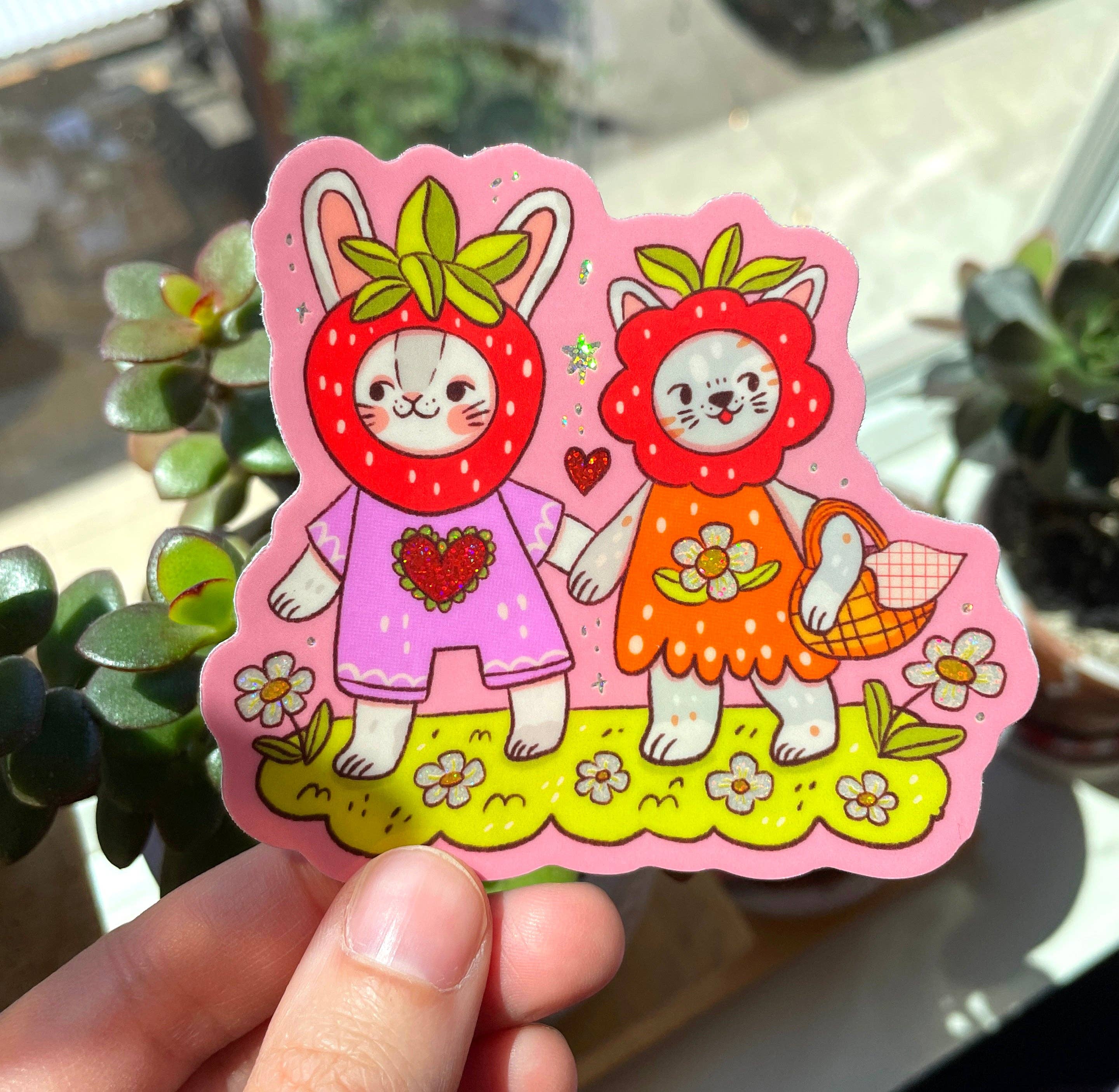 Illustrated By Natalia - Wholesale Sticker - Strawberry Friends ✷Shimmery Sticker✷0