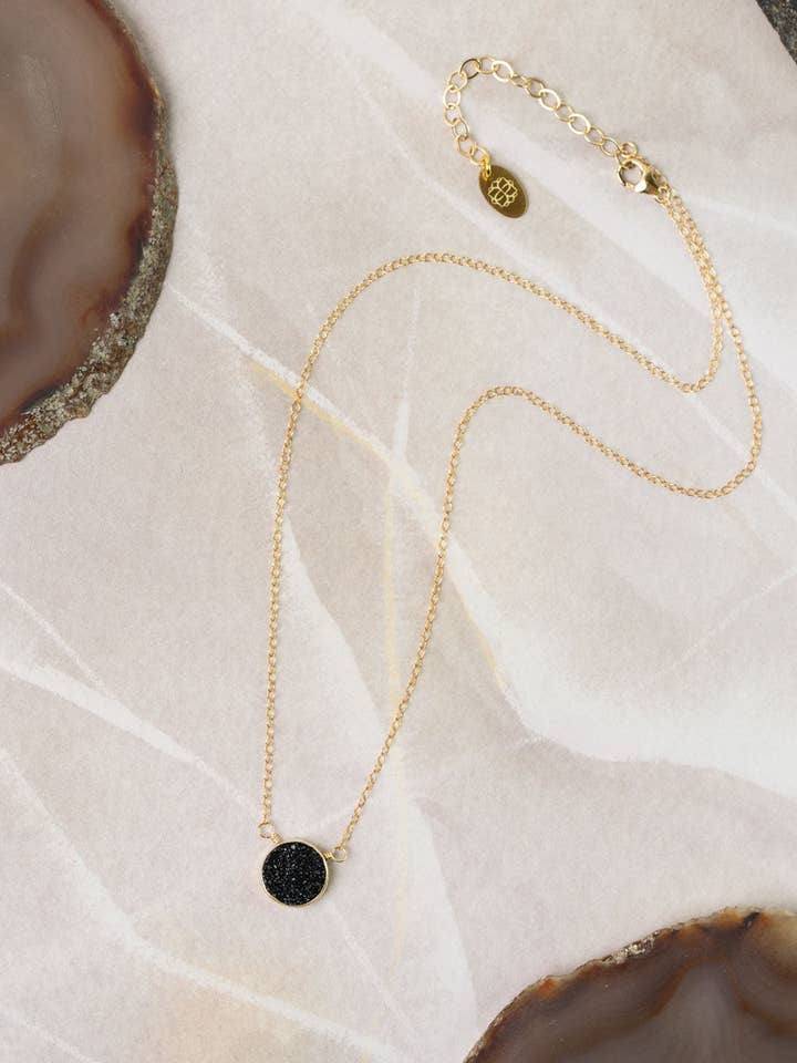 Favorites 16.5-18.5" Black Druzy Focal Necklace for wholesale by Anne Vaughan Designs Jewelry