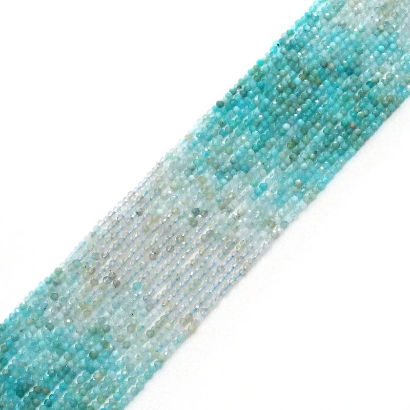 BestBeads&Beyond - Wholesale Beads - Genuine Amazonite Round Faceted Beads, 2mm, Sku#U15050