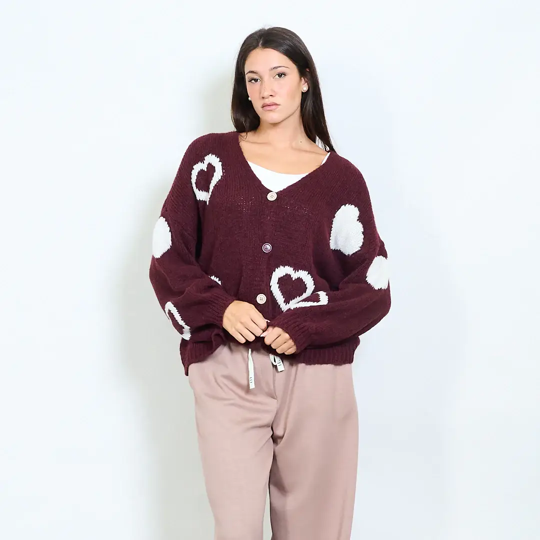 AMELÉ - Wholesale Cardigan - Women's - Heart print cardigan2