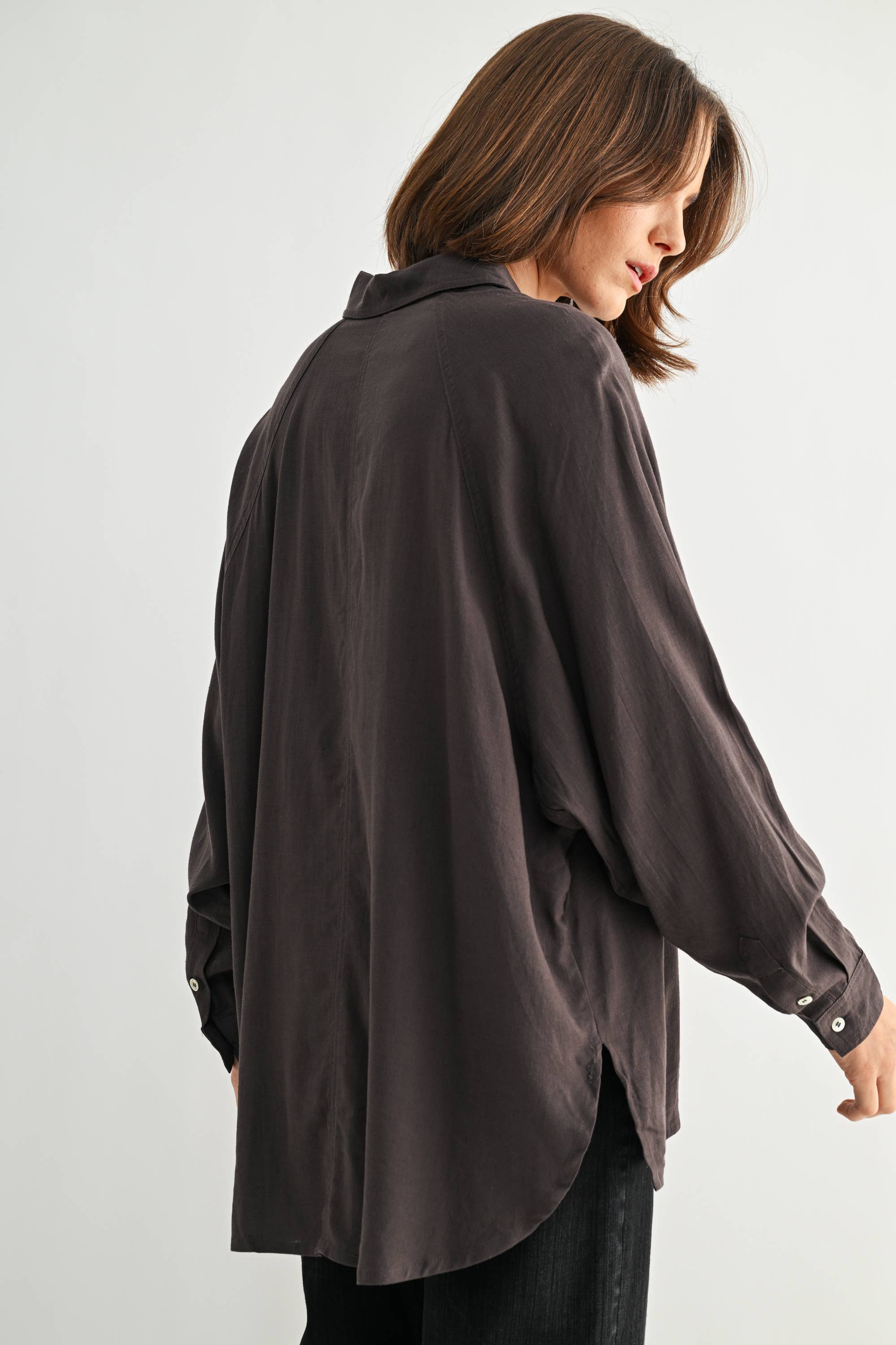 FUN2FUN - Wholesale Button Down Shirt - Women's - LINEN BLEND SHIRT6