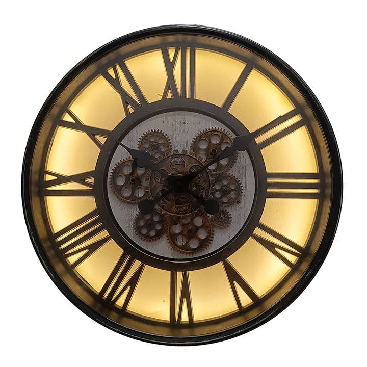 LED Light Up Cog Wheel Clock Small Black for wholesale by Joe Davies