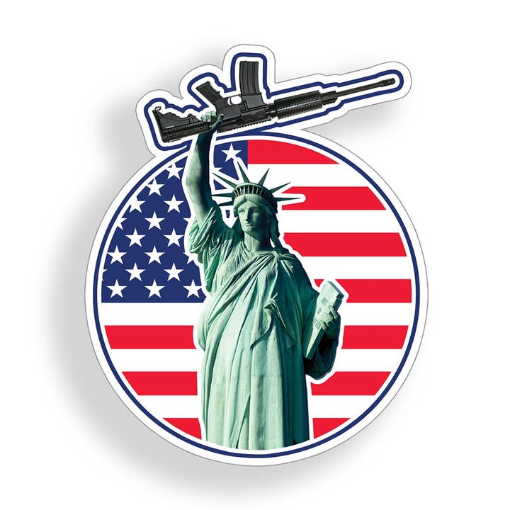Adesivo circolare con bandiera americana Lady Liberty AR15 per la vendita all'ingrosso da parte di Real Sticky