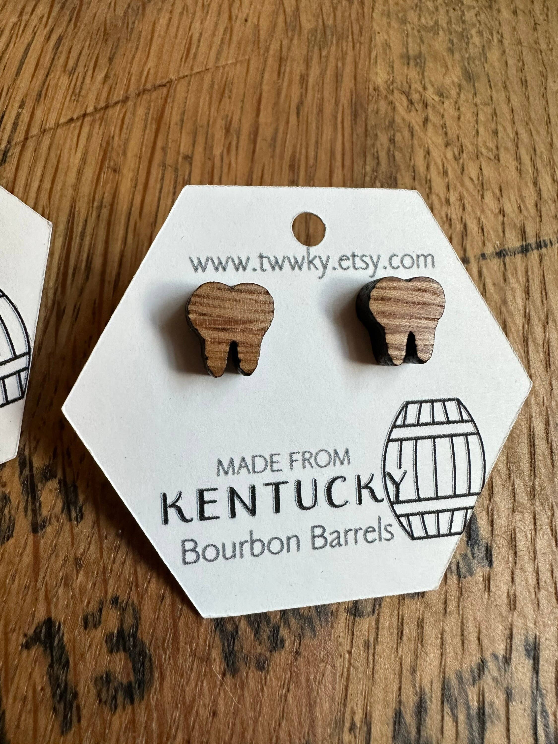 TWWKY – wholesale Stud/post earrings – Reclaimed Kentucky Bourbon Barrel Teeth Stud Earrings2