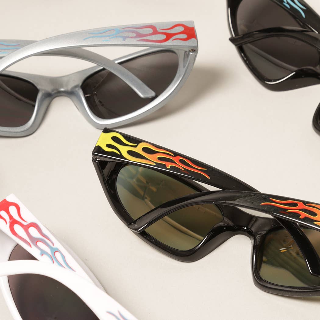  ASSORTED COLOR Kids Trendy Flame Pattern Sunglasses for wholesale on Faire5