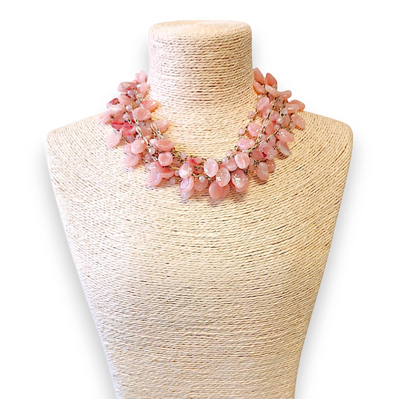 Bijoux Envie Statement Jewelry - Wholesale Beaded/pearl necklace - Pink Beaded Collar Necklace | Handmade Statement Jewelry2