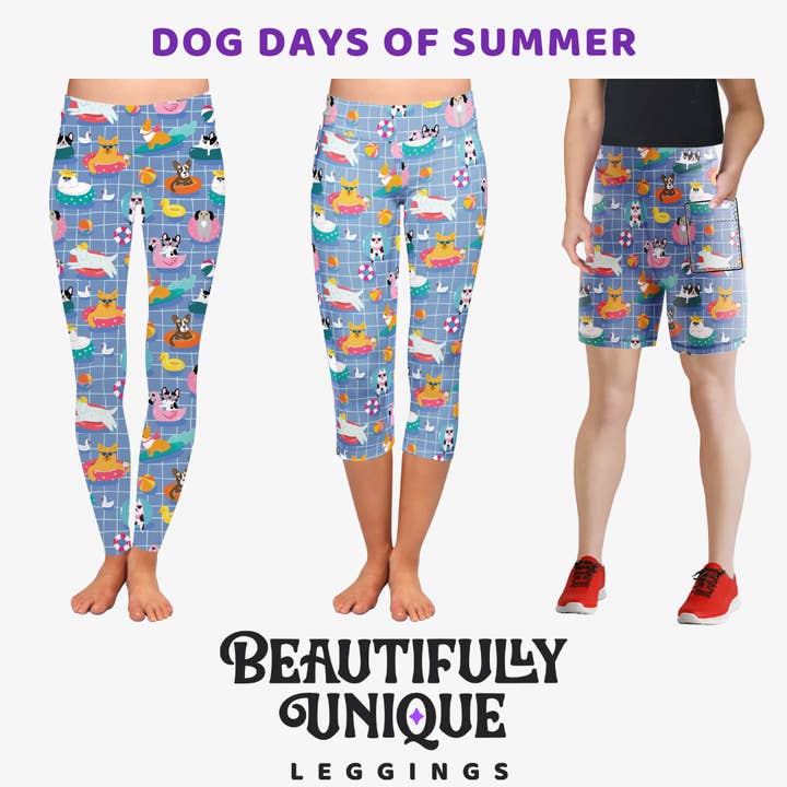 Dog Days of Summer Capris & Biker Shorts (Exclusive) - High-quality Handcrafted Vibrant Leggings for wholesale by Beautifully Unique® Bootique