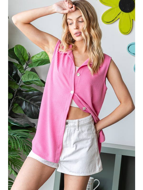 HEIMISH - Wholesale Button Down Shirt - Women's - ET7576-10 SOLID BUTTON DOWN TOP2