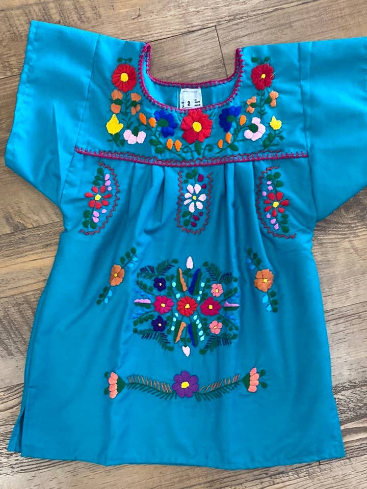 Cielito Lindo – Vestido - Crianças por atacado – Vestido Mexicano Puebla para Menina Azul