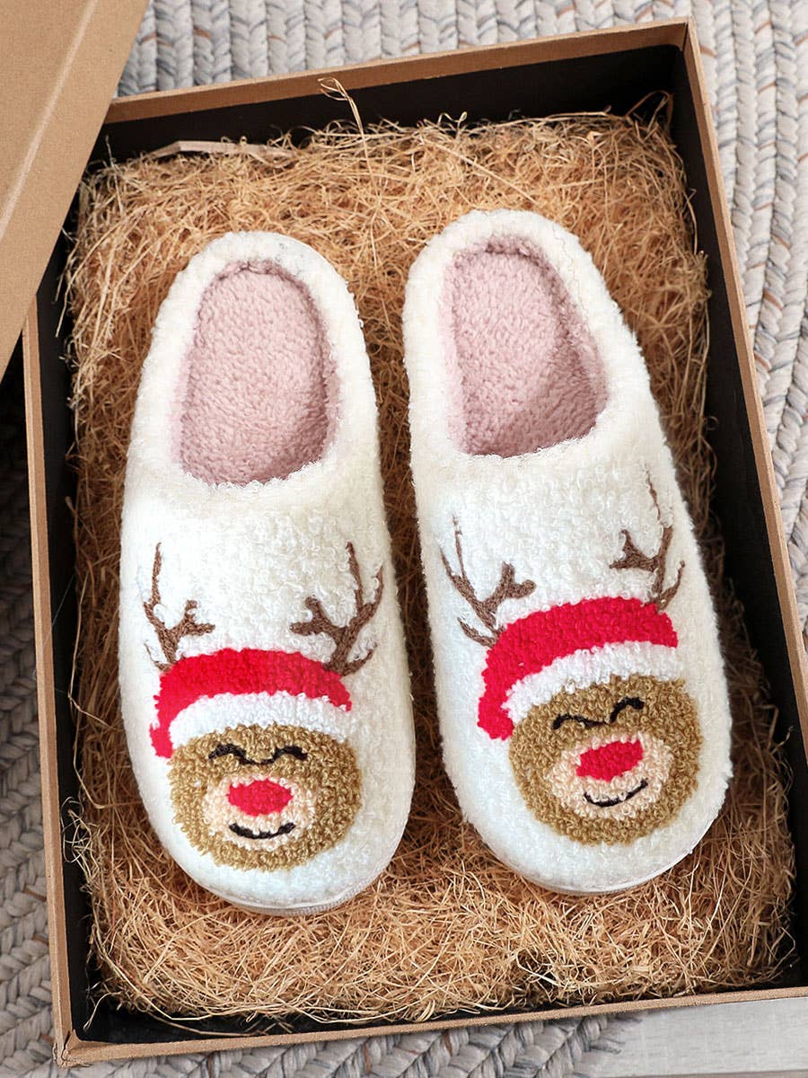 DOUBLJU - Wholesale Slippers - Women's - Christmas Winter Home Grinch Pattern Fuzzy Slippers1
