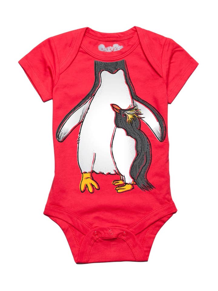 Tutina educativa per bambini a forma di pinguino Rockhopper in rosso per la vendita all'ingrosso da parte di Peek-A-Zoo