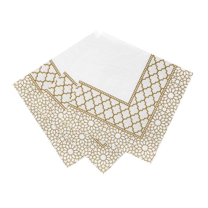 Talking Tables USA - Wholesale Disposable Napkin - Mosaic Gold Party Napkins | 20 Pack | Christmas Napkins |