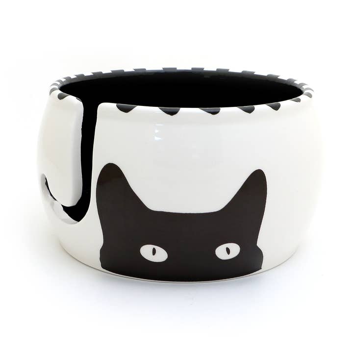 Kitty Ears Cat Ceramic Yarn Bowl for wholesale by Lenny Mud