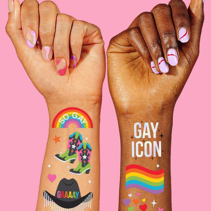 xo, Fetti - Wholesale Temporary Tattoo - Gay Icon Tats - 52 temporary tattoos, Pride party decorations