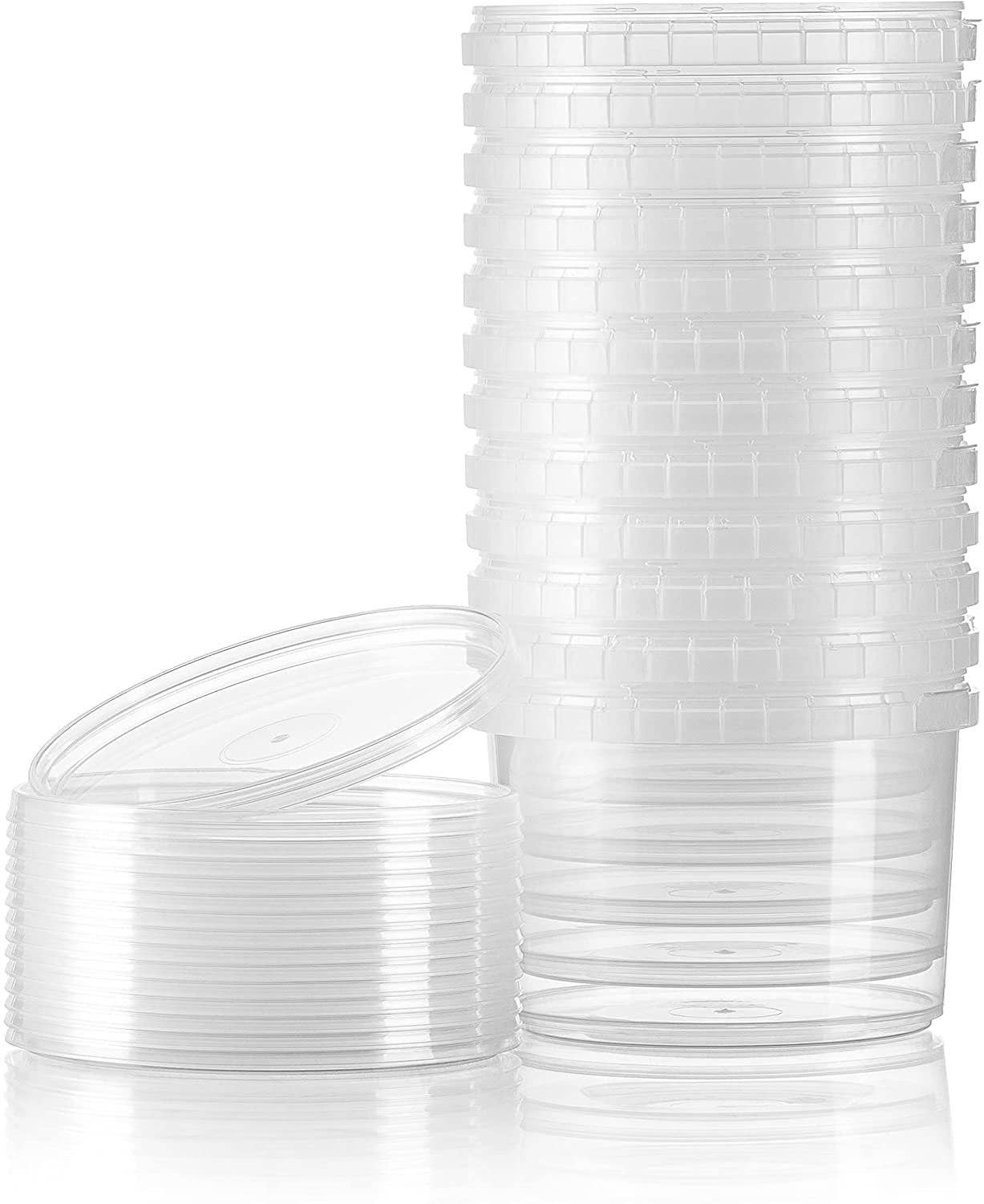 singleware - Wholesale Food Storage Container - 16-oz. Round Clear Deli Containers with Lids | Stackable, Tamper-Proof BPA-Free Food Storage Containers | Recyclable Space Saver Airtight Container for Kitchen Storage, Meal Prep, Take Out | 20 Pack3