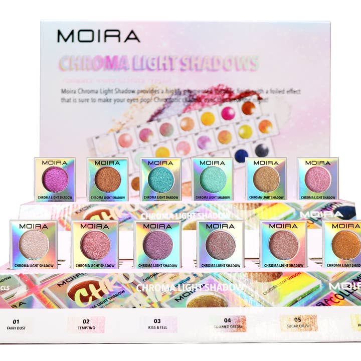 Moira Makeup Display Chroma Light Shadow (001-012) 36pc for wholesale by Moira Cosmetics