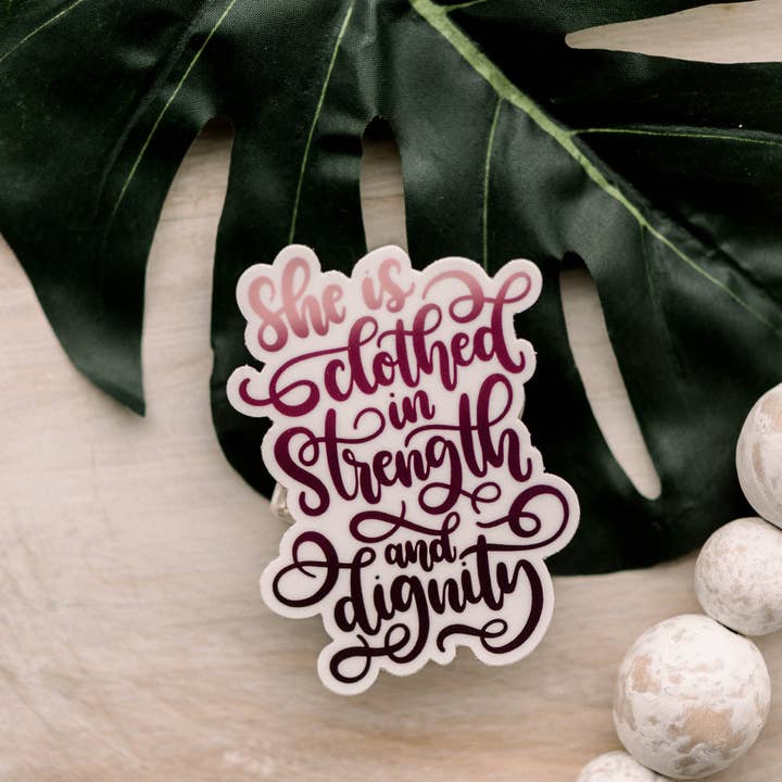 Savannah and James Co - Wholesale Sticker - She Is Clothed Original Vinyl Sticker, 3x3 inch