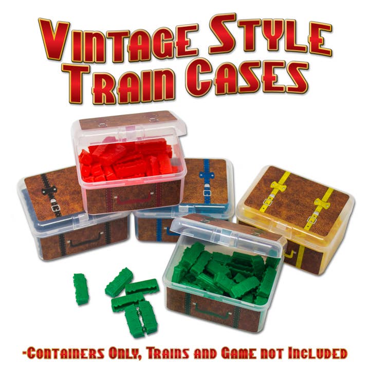 BitsBins Storage Cases for Ticket to Ride Board Games | Includes 5 "Vintage Style Suitcases to Organize Your Game. Original Colors Blue, Red, Green Black and Yellow for wholesale by BitsBins