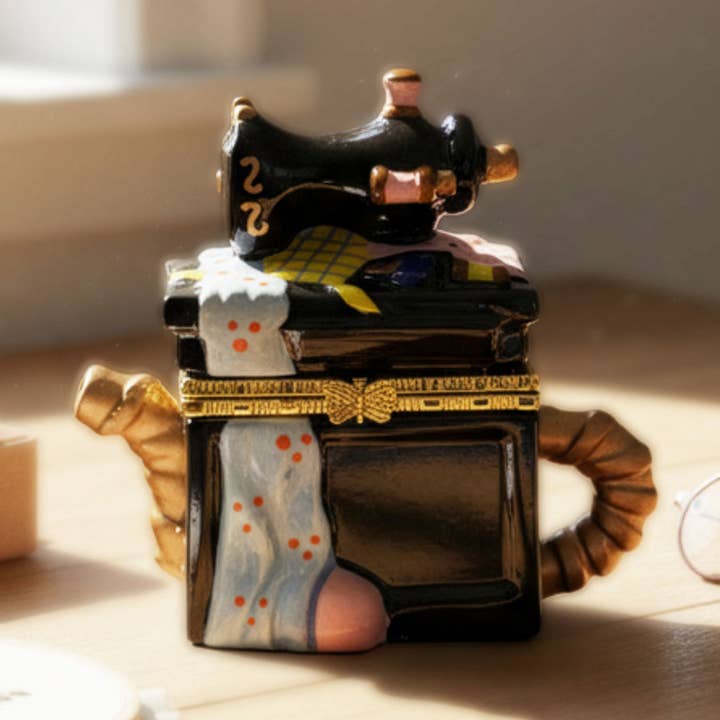 Sewing Machine Hand Painted Trinket Box for wholesale by 3PercentMarket