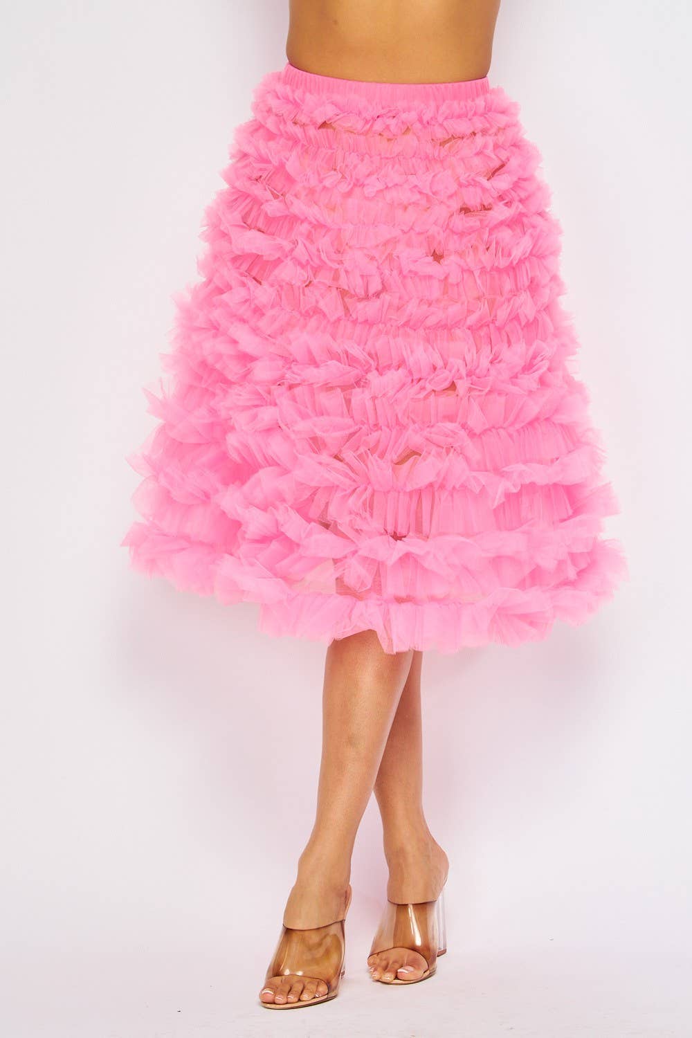 Hot & Delicious – Saia - Mulher por atacado – Saia de círculo midi em camadas de tule transparente para senhoras (HDS30139)11