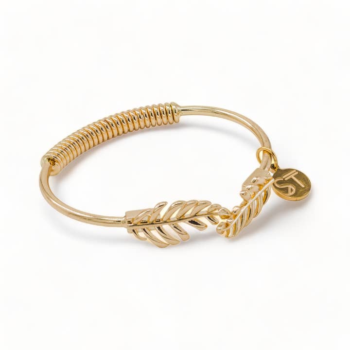 Skyscrapers and Trees - Wholesale Cuff Bracelet - Gold Laurel Leaf Bracelet1