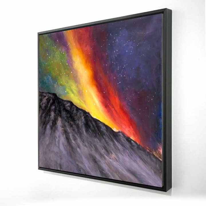 Aurora Borealis Mountains Canvas | Bedroom Decor Framed Art for wholesale by BEGIN HOME DECOR