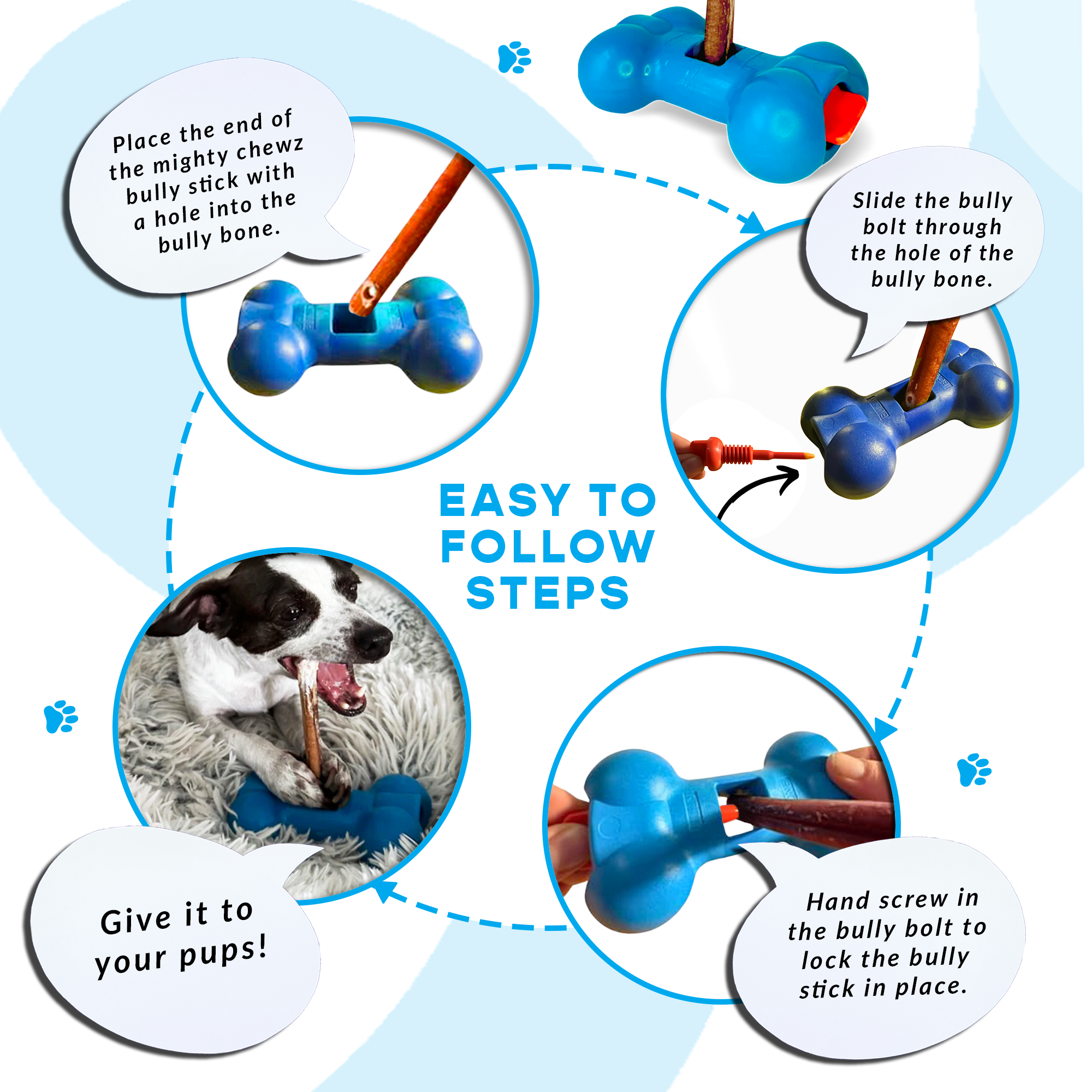 Mighty Chewz - Wholesale Pet Treats - Dog - 12" Jumbo Bully Sticks - Bully Bone Included4