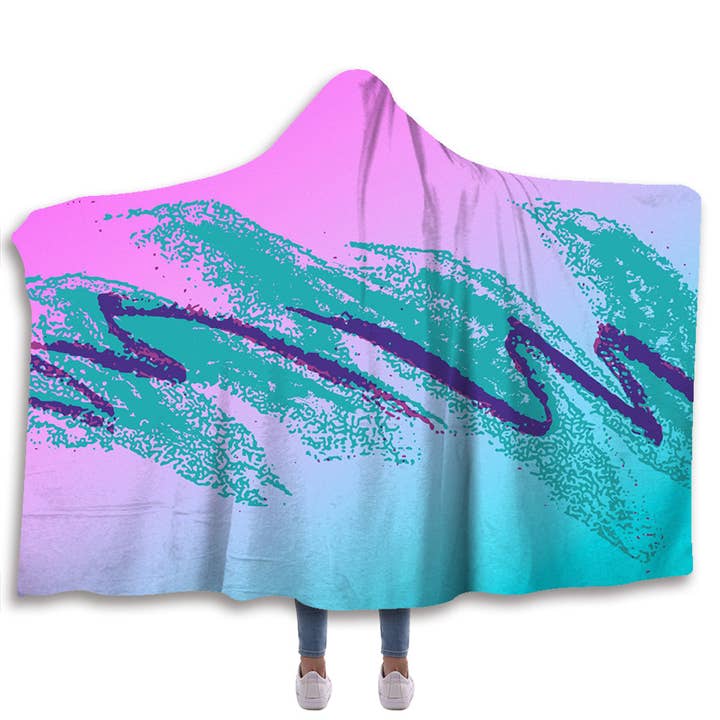 90's Swoosh Vaporwave Hooded Blanket for wholesale by Beloved Shirts