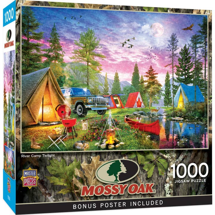 Mossy Oak - River Camp Twilight 1000 Piece Jigsaw Puzzle for wholesale by Masterpieces Puzzles