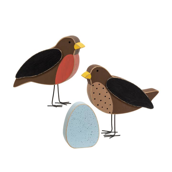 Conjunto 3/Set - Chunky Wood Robin & Egg Sitters por atacado de The Hearthside Collection