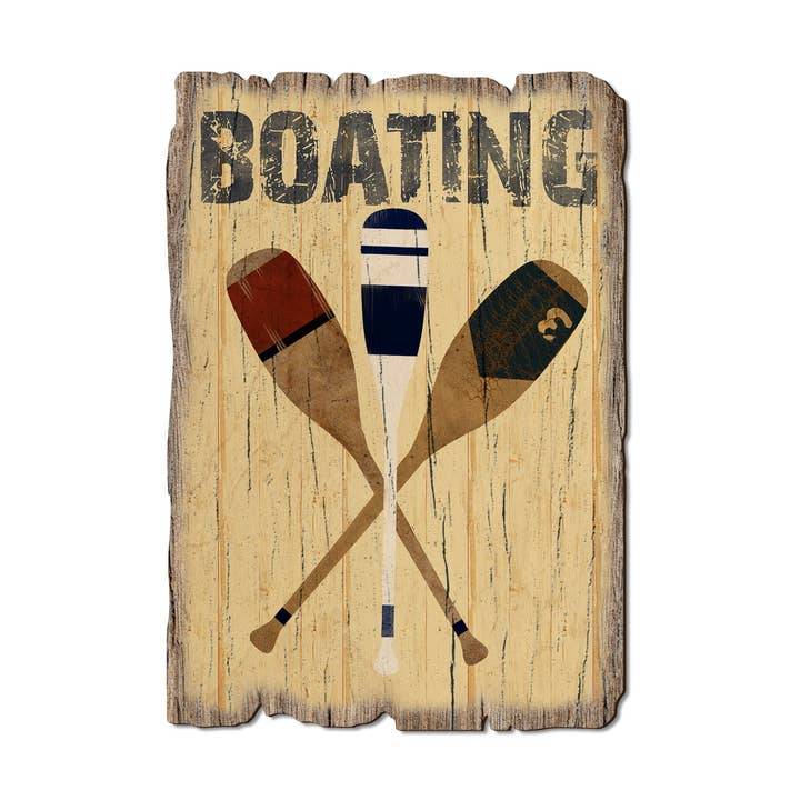 DaydreamHQ - Wholesale Sign - Boating Paddles Lake Sign - Wood Rustic Postcards & Magnets
