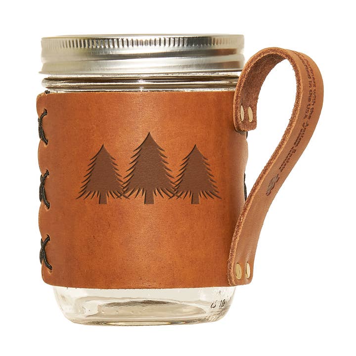 Pine Tree Genuine Leather Sleeve + Wide Mouth Mason for wholesale by Oowee Products