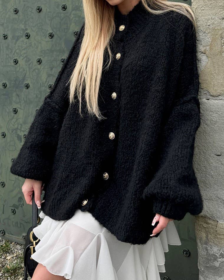 Rosa Clothing - Wholesale Cardigan - Women's - Chunky Casual Vintage Bat-Sleeve Sweater Cardigan0