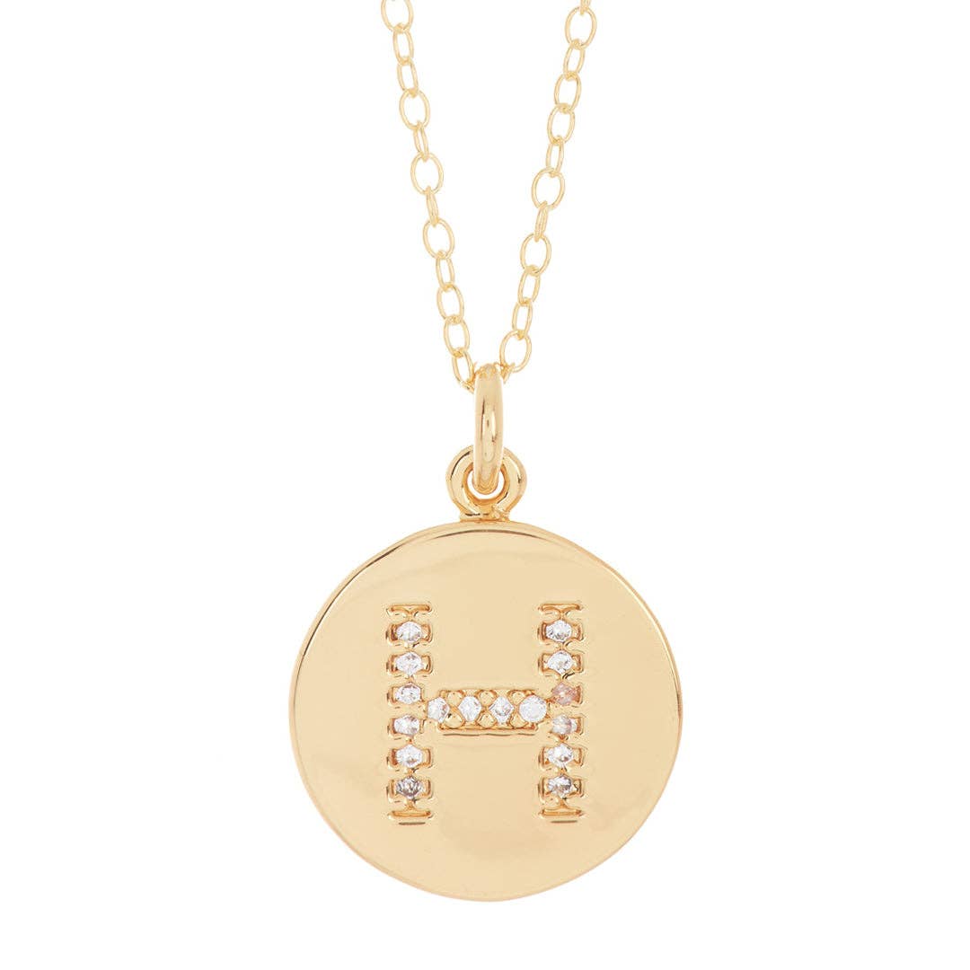 Adornia - Wholesale Halskettinghanger - Initial Pave Disc Ketting zilver goud9