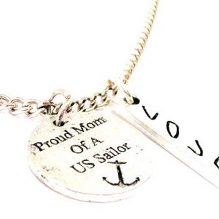 Proud Mom of A US Sailor Love Stick Necklace Military Mother for wholesale by Chubby Chico Charms