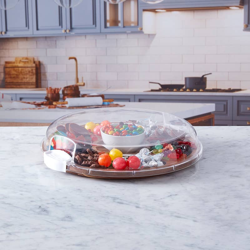 Lifetime Brands - Wholesale Serving Tray - FW 14 ROUND LS MAKE AND TAKE- ACACIA 52