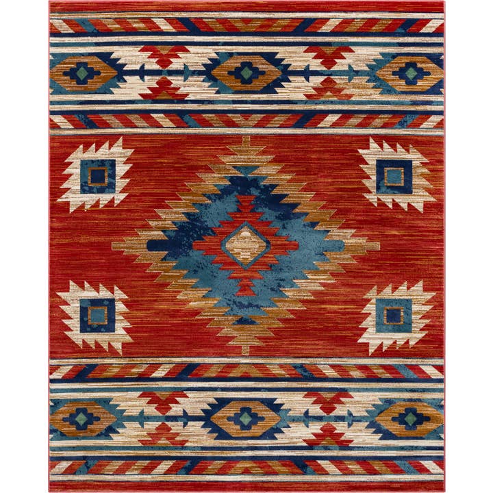 Well Woven – Engroshandel Løst tæppe – Lea Crimson traditionelle sydvestlige stammetæppe