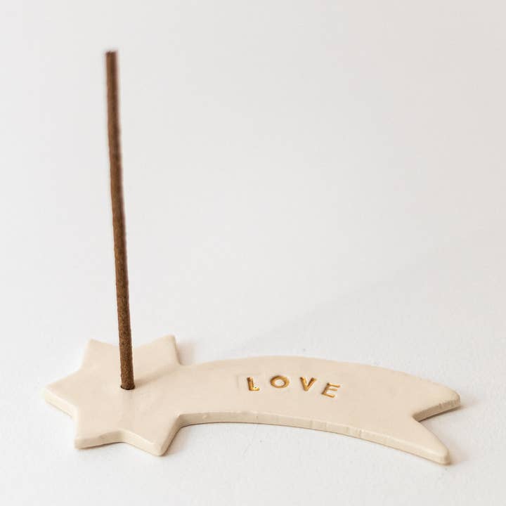 Porte-encens étoile filante LOVE pour la vente par Porcelaine Moderne