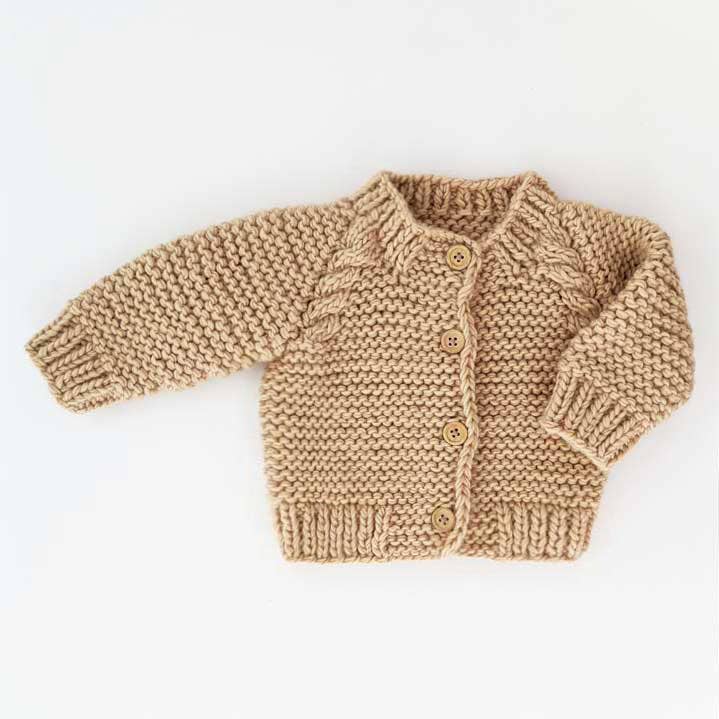 Latte Garter Stitch Cardigan Sweater Baby & Toddler SALE for wholesale by Huggalugs