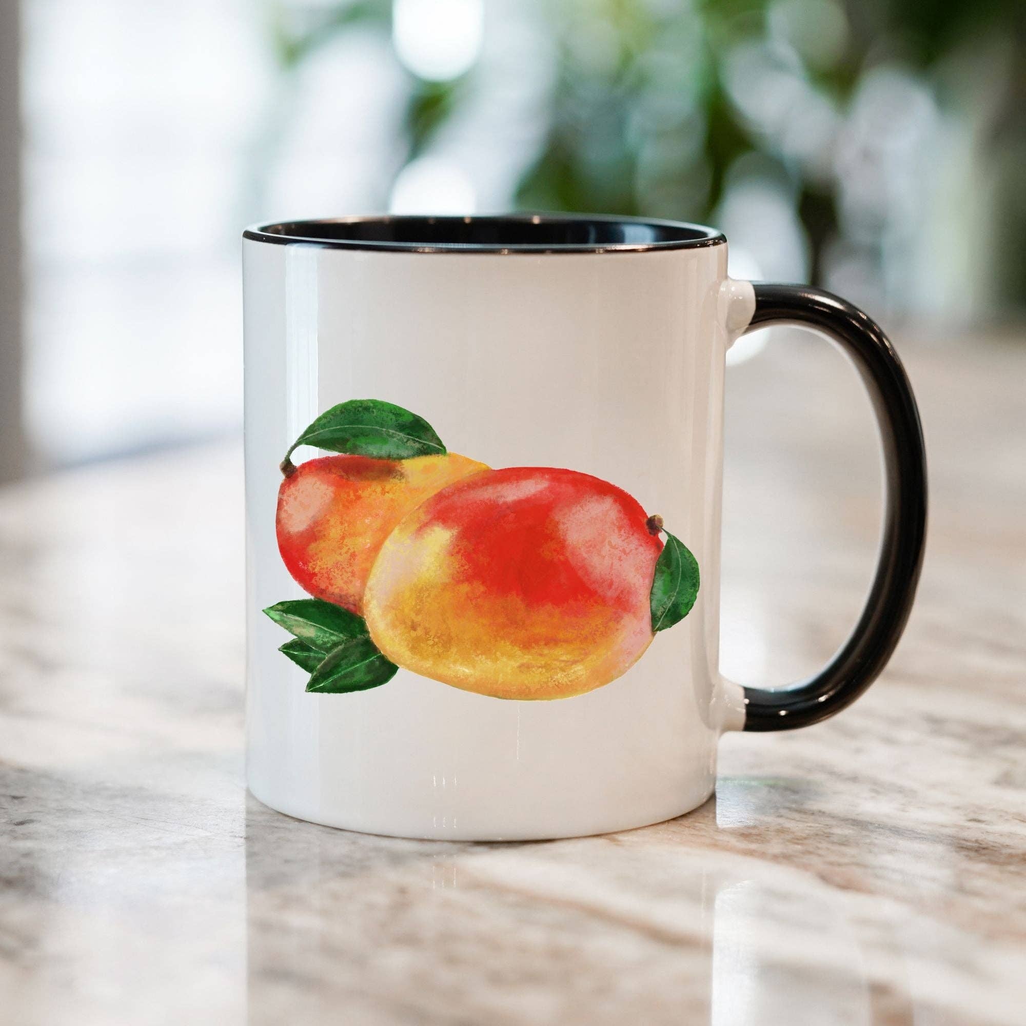 MerikaArt - Wholesale Coffee Mug - Vibrant Mango Mug with Tropical Fruit Art0