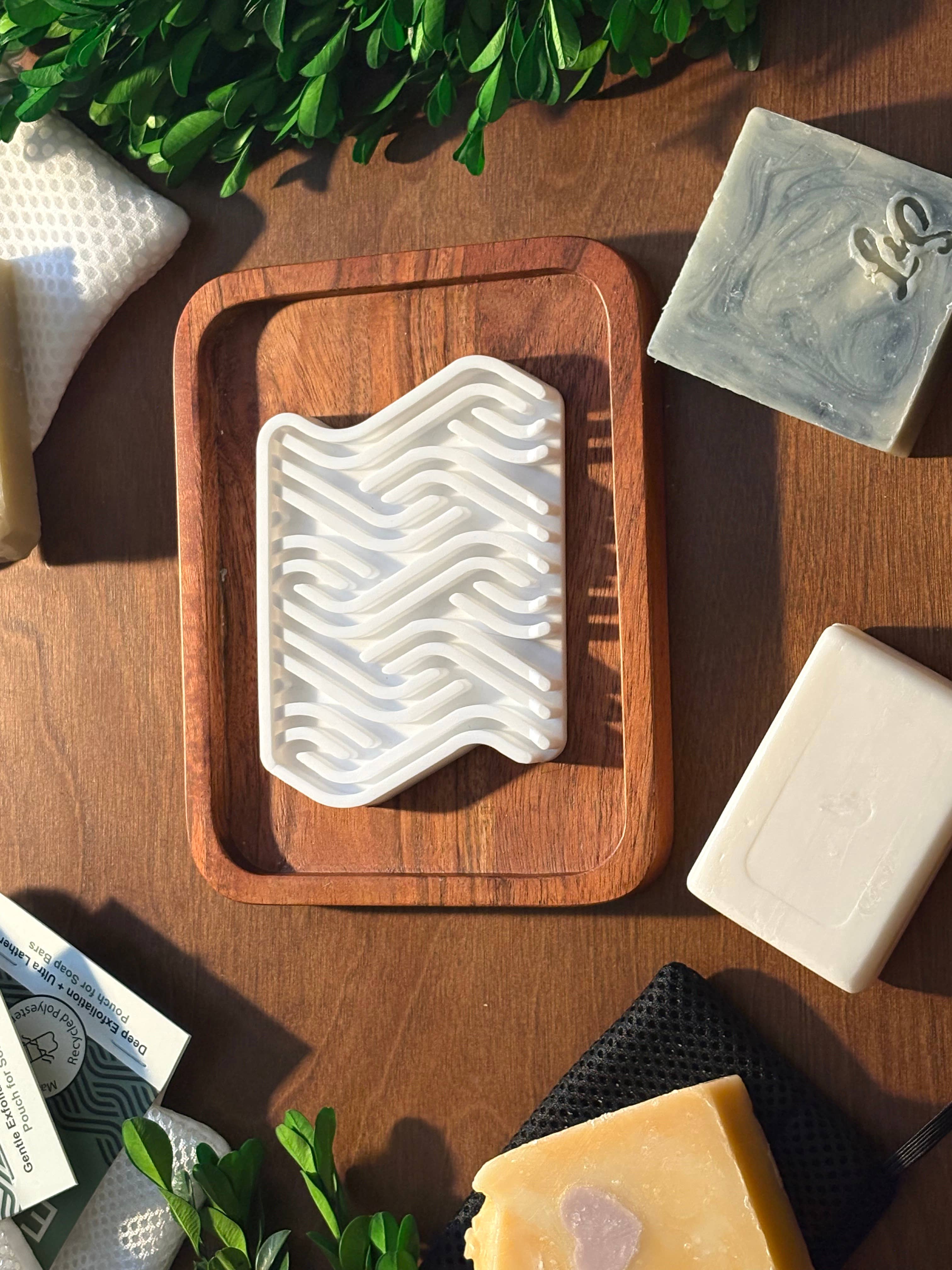 Multi Colored Soap Dish (White/Grey/Green) Premium Silicone Soap Saver for wholesale on Faire1