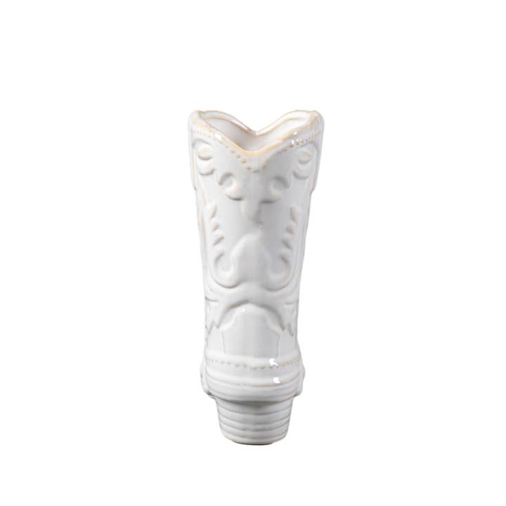 Flora Bunda Inc - Wholesale Vase - Ivory Ceramic Cow Girl Boot Vase2