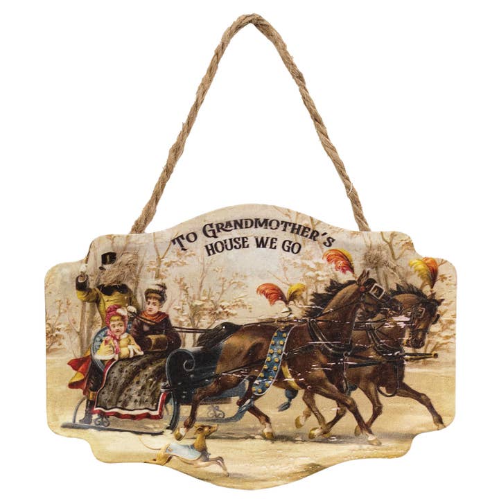 The Hearthside Collection - Wholesale Sign - To Grandmother's House We Go Vintage Embossed Metal Hanger