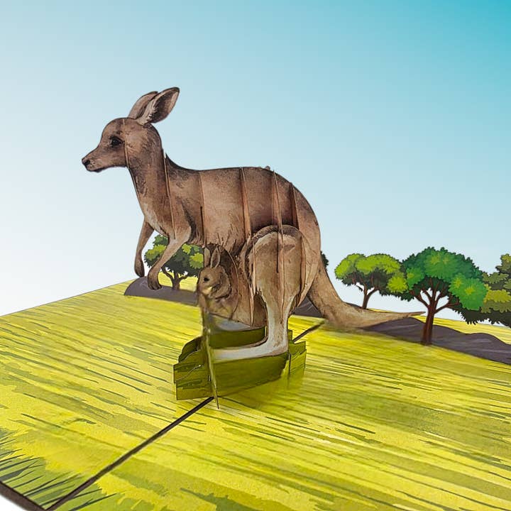 Kangaroo & Joey Pop Up Card for wholesale by Color Pop Cards