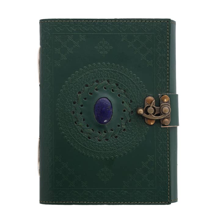 R K Handicrafts and Exporters - Wholesale Journal/diary - Leather Journal with Stone Mandala Embossed Travel Notebook 6