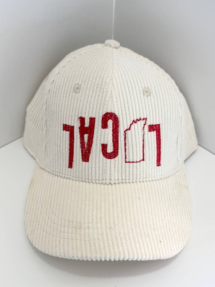 Corduroy Upside down Local state outline Embroidered Hat for wholesale by Lilli Jane Stitches